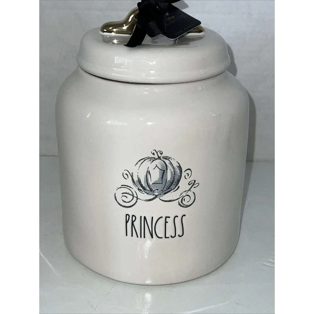 Disney Princess Rae Dunn Cinderella Pumpkin Carriage Gold Slipper Canister NEW